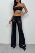 Payetli Wide Leg Pantolon resmi